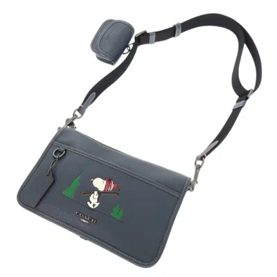 Pre-owned Coach Navy Leather Shoulder Bag () In Blue