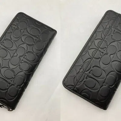 Pre-owned Coach Signature Black Long Wallet (bi-fold) ()