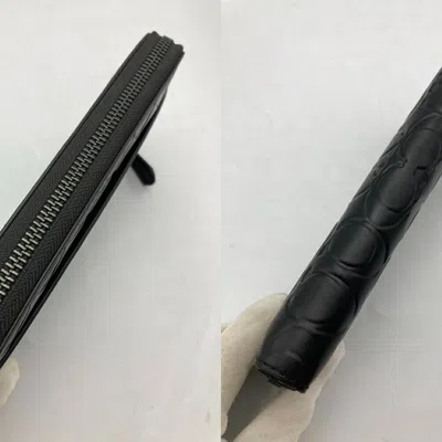 Pre-owned Coach Signature Black Long Wallet (bi-fold) ()