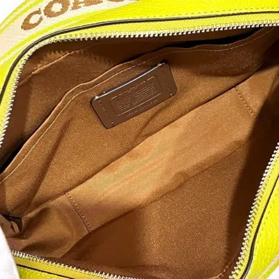 Pre-owned Coach Signature Khaki Lime Green Signature Line Shoulder Bag ()