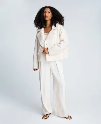 Kenneth Cole Cropped Peacoat With Flap Pockets In White