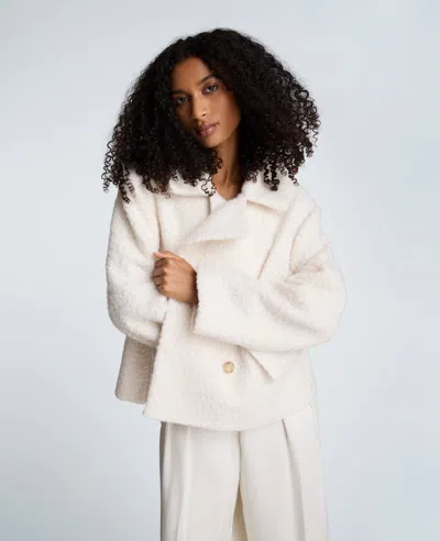 Kenneth Cole Cropped Peacoat With Flap Pockets In White