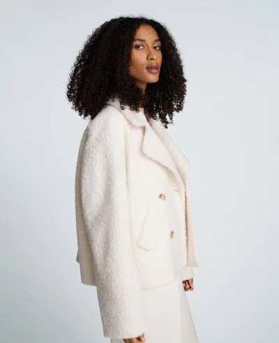 Kenneth Cole Cropped Peacoat With Flap Pockets In White