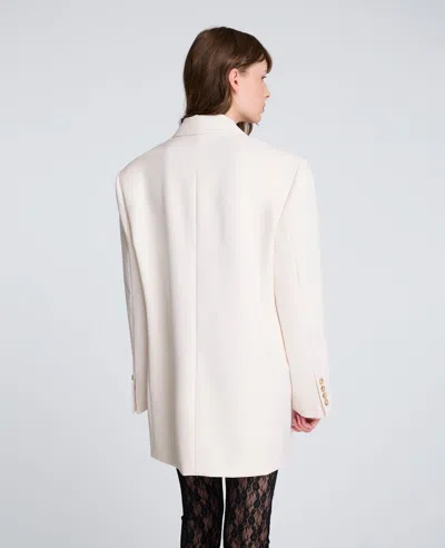 Kenneth Cole Three Button Boyfriend Jacket In White