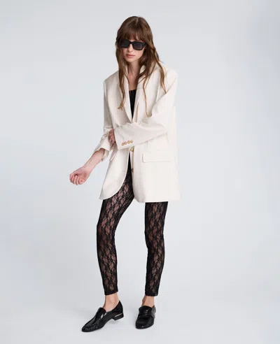 Kenneth Cole Three Button Boyfriend Jacket In White