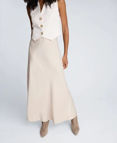 Kenneth Cole Textured Charmeuse Pull On Flared Maxi Skirt In White