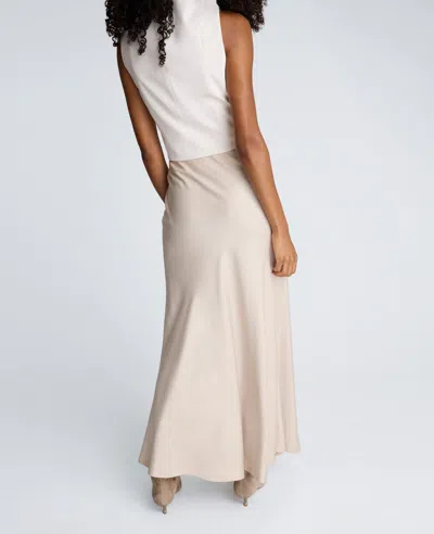 Kenneth Cole Textured Charmeuse Pull On Flared Maxi Skirt In White