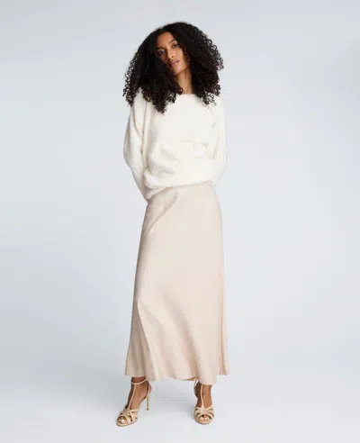 Kenneth Cole Textured Charmeuse Pull On Flared Maxi Skirt In White