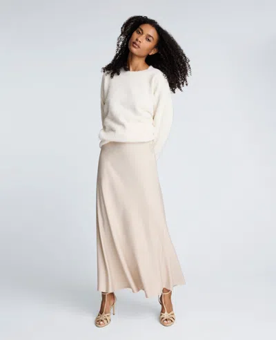 Kenneth Cole Textured Charmeuse Pull On Flared Maxi Skirt In White
