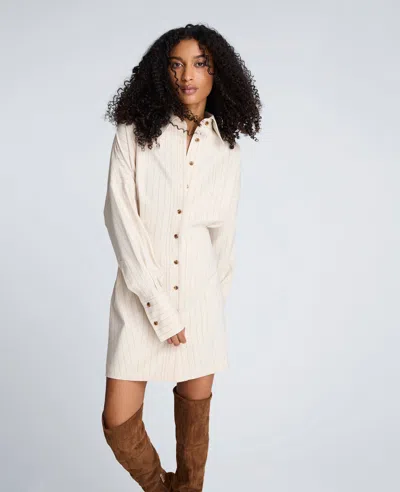 Kenneth Cole Stripe Long Sleeve Shirtdress In White