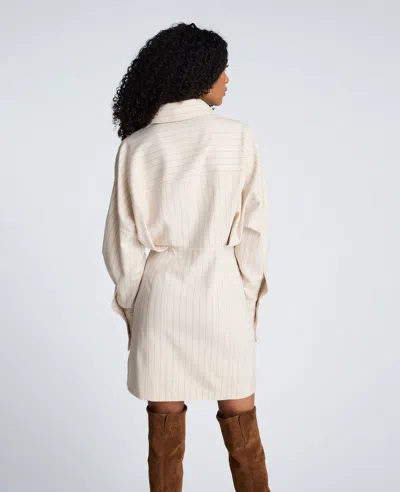 Kenneth Cole Stripe Long Sleeve Shirtdress In White