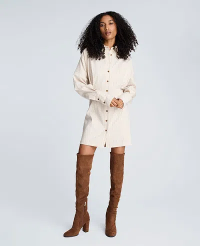 Kenneth Cole Stripe Long Sleeve Shirtdress In White