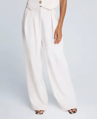 Kenneth Cole High Rise Fly Front Double Pleat Wide Leg Pant In White