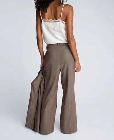 Kenneth Cole Melange Fly Front Mid Rise Flare Pant In Nude