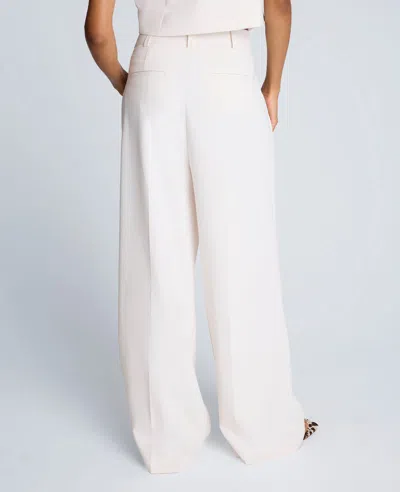 Kenneth Cole High Rise Fly Front Double Pleat Wide Leg Pant In White