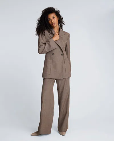 Kenneth Cole Melange Fly Front Mid Rise Flare Pant In Nude