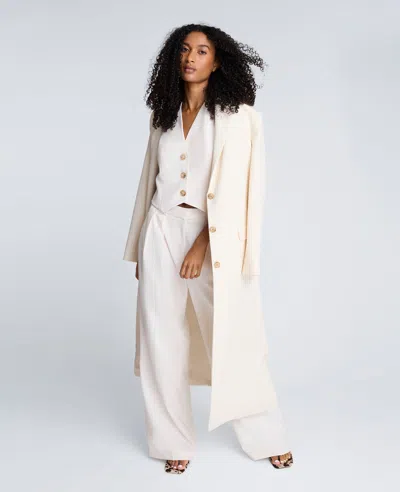 Kenneth Cole High Rise Fly Front Double Pleat Wide Leg Pant In White