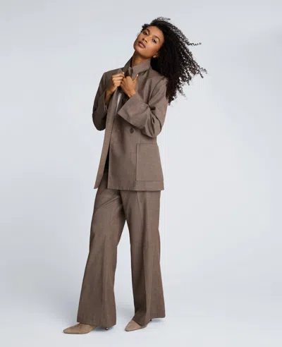 Kenneth Cole Melange Fly Front Mid Rise Flare Pant In Nude