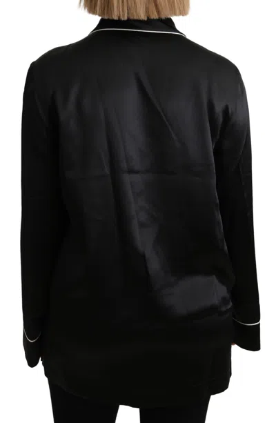 Dolce & Gabbana Black Shirt Silk Stretch Top Women's Blouse In Black