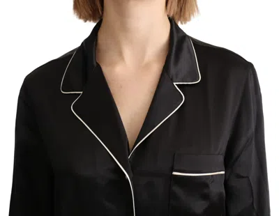 Dolce & Gabbana Black Shirt Silk Stretch Top Women's Blouse In Black