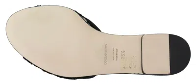 Dolce & Gabbana Black Taormina Lace Slides Crystals Flats Women's Shoes In Black