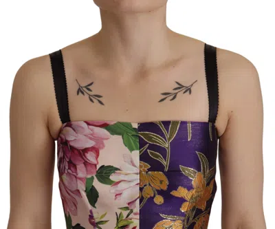 Dolce & Gabbana Dress Midi Patchwork Floral Jaquard Women's Silk In Multi
