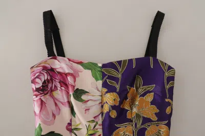 Dolce & Gabbana Dress Midi Patchwork Floral Jaquard Women's Silk In Multi