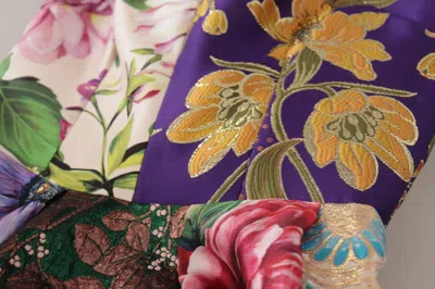 Dolce & Gabbana Dress Midi Patchwork Floral Jaquard Women's Silk In Multi