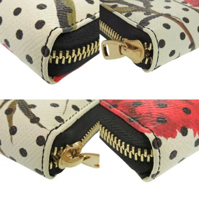 Pre-owned Dolce & Gabbana Ivory Red Color Leather Long Wallet (bi-fold) ()