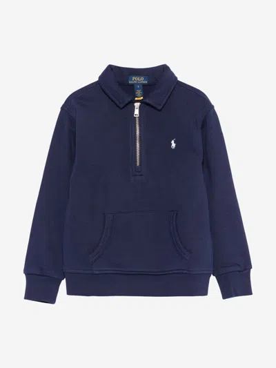 Ralph Lauren Boys Half Zip Sweatshirt In Blue
