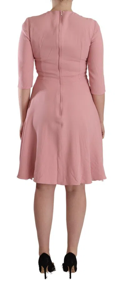 Dolce & Gabbana Pink 3/4 Sleeves Viscose Blend A-line Women's Dress In Pink