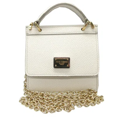 Pre-owned Dolce & Gabbana White Leather Chain/shoulder Wallet ()