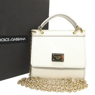 Pre-owned Dolce & Gabbana White Leather Chain/shoulder Wallet ()