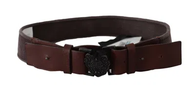 Ermanno Scervino Dark Brown Leather Wide Buckle Waist Women's Belt In Brown