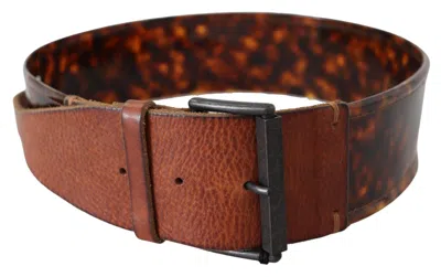 Ermanno Scervino Dark Brown Leather Wide Buckle Women's Belt In Brown