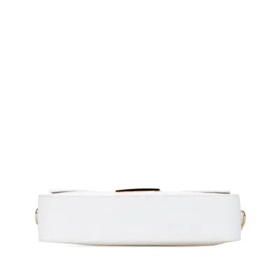 Pre-owned Fendi Baguette White Linen Leather Handbag Shoulder Bag ()