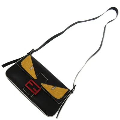 Pre-owned Fendi Black Red Color Yellow Leather Shoulder Bag ()