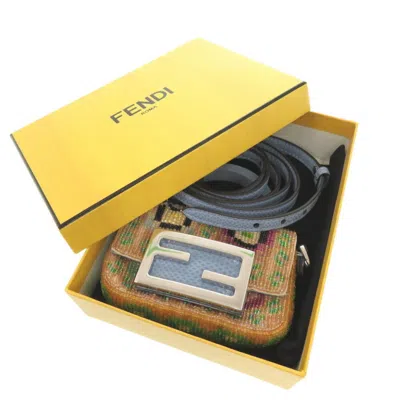 Pre-owned Fendi Blue Orange Leather Beads Shoulder Bag ()