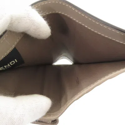 Pre-owned Fendi Gold Beige Leather Wallet (bi-fold) ()