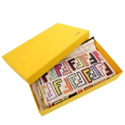 Pre-owned Fendi Multi-color White Leather Long Wallet (bi-fold) ()