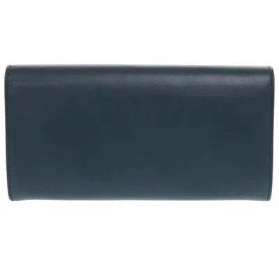 Pre-owned Fendi Navy Leather Long Wallet (bi-fold) () In Blue