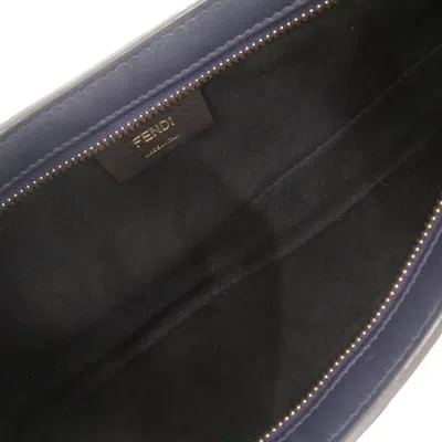 Pre-owned Fendi Navy Leather Fur Handbag Shoulder Bag () In Blue