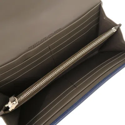 Pre-owned Fendi Navy Leather Long Wallet (bi-fold) () In Blue