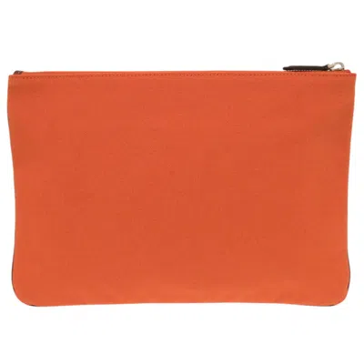 Pre-owned Fendi Orange Canvas Clutch Bag Pouch ()