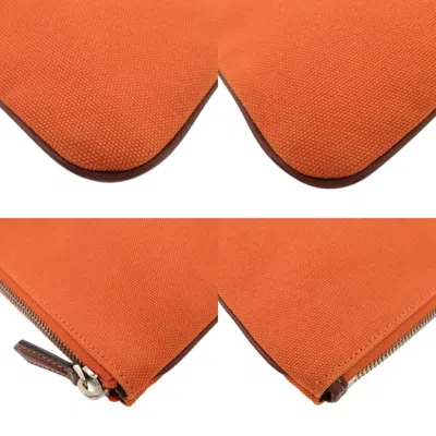 Pre-owned Fendi Orange Canvas Clutch Bag Pouch ()