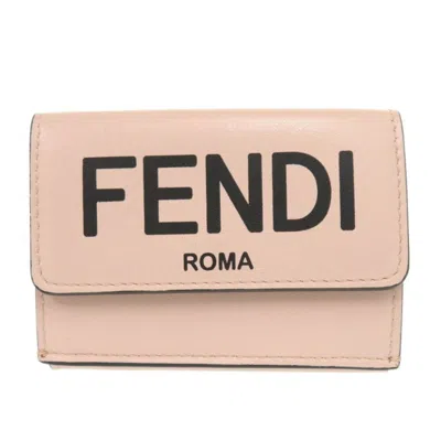 Pre-owned Fendi Pink Leather Wallet (tri-fold) ()