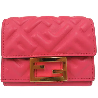 Pre-owned Fendi Pink Leather Wallet (tri-fold) ()