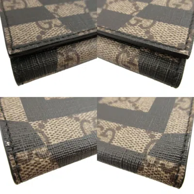 Pre-owned Gucci Beige Black Gg Canvas Leather Coin Purse/coin Case () In Multi