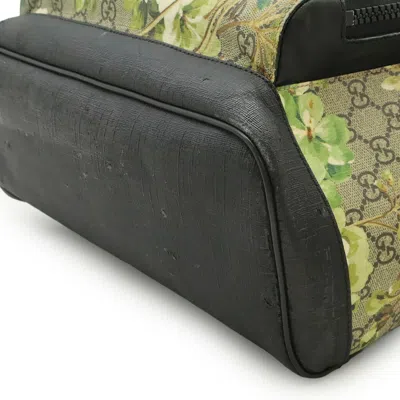 Pre-owned Gucci Beige Black Green Multi-color Gg Supreme Leather Backpack ()