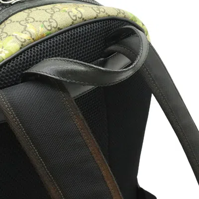 Pre-owned Gucci Beige Black Green Multi-color Gg Supreme Leather Backpack ()